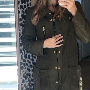 Mackage Green Hooded Trench with Zip Pockets